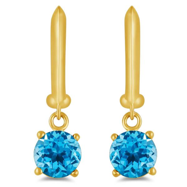 Gemstone Classics(tm) Gold over Silver Blue Sapphire Drop Earrings alternate view