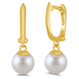 Gemstone Classics(tm) Gold over Silver Pearl Drop Earrings