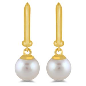Gemstone Classics(tm) Gold over Silver Pearl Drop Earrings alternate view