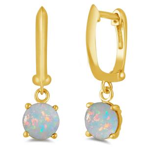 Gemstone Classics(tm) Gold over Silver Created Opal Drop Earrings