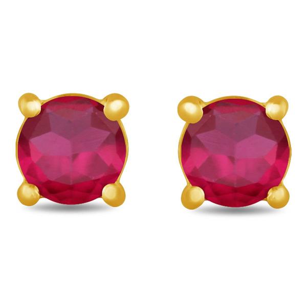 Gemstone Classics(tm) Gold over Silver Ruby Stud Earrings alternate view
