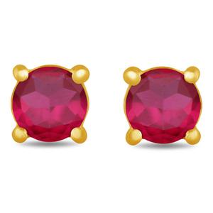 Gemstone Classics(tm) Gold over Silver Ruby Stud Earrings alternate view