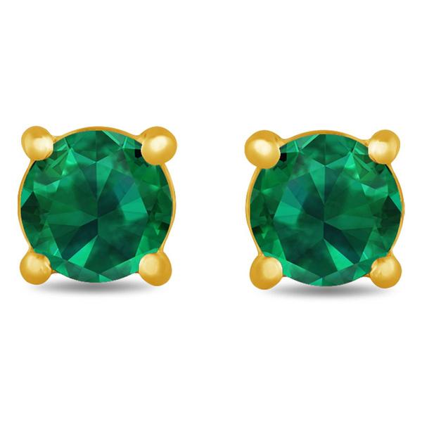 Gemstone Classics(tm) Gold over Silver Created Emerald Earrings alternate view