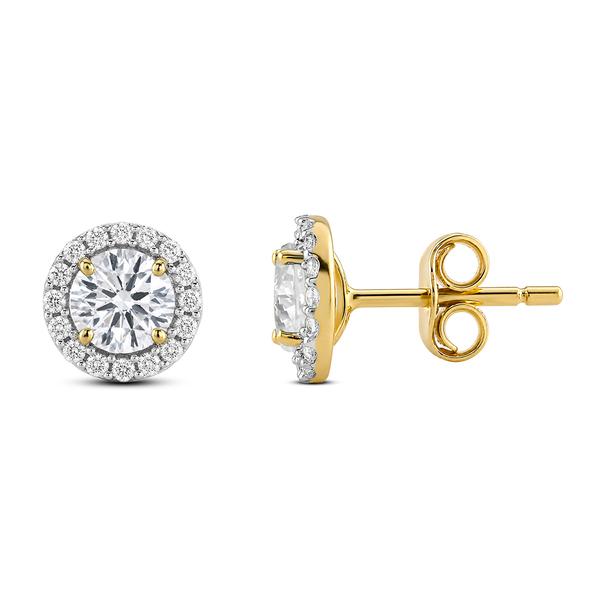 Gemstone Classics(tm) Yellow Gold Over Silver Crown Halo Earrings