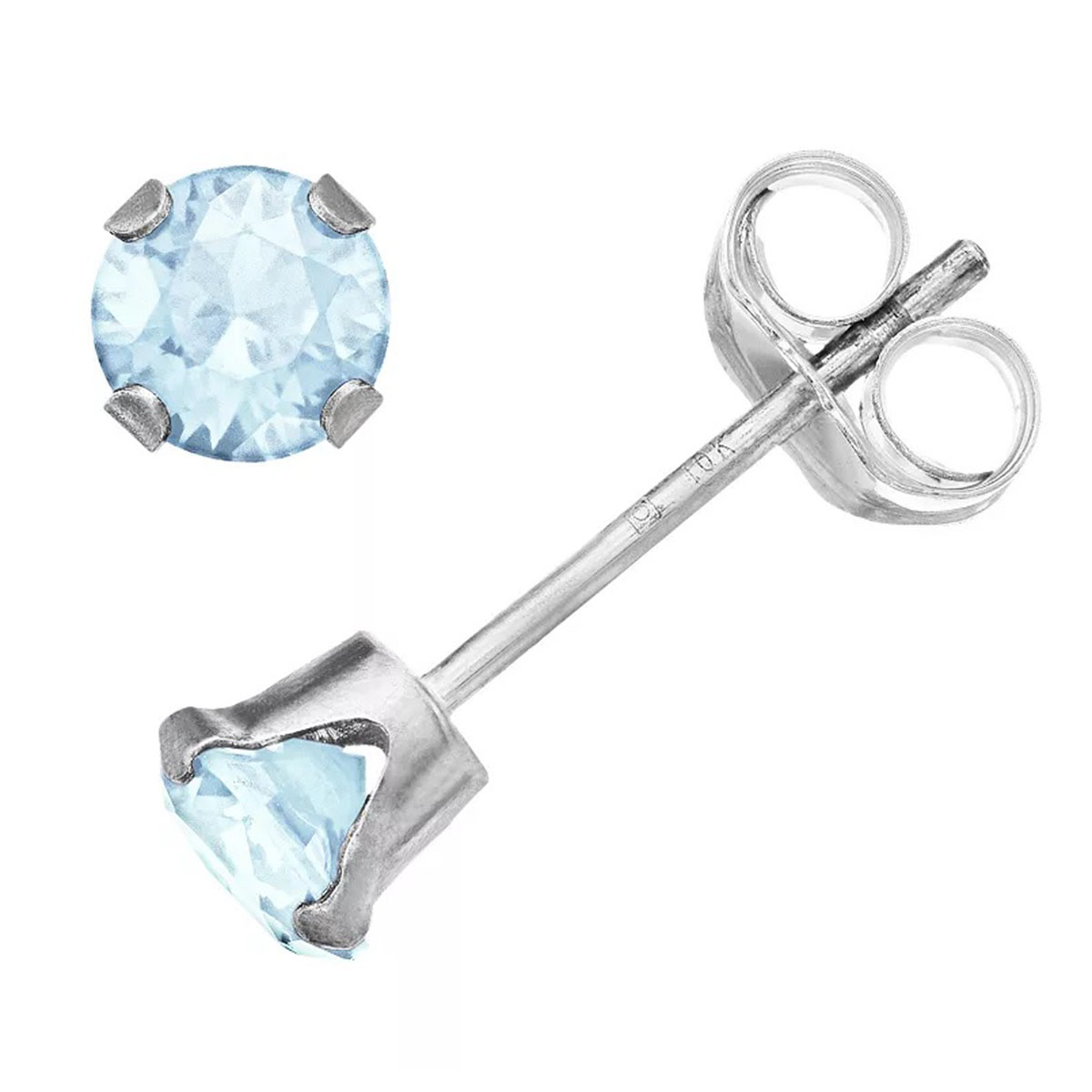 10kt. White Gold 4mm Aqua Stud Earrings