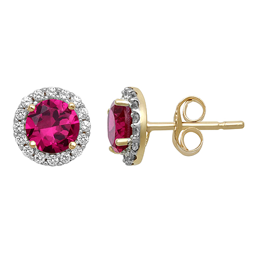 Gemstone Classics(tm) Ruby & White Sapphire Earrings