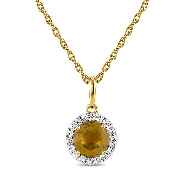 Gemstone Classics(tm) Yellow Gold Citrine Crown Halo Pendant