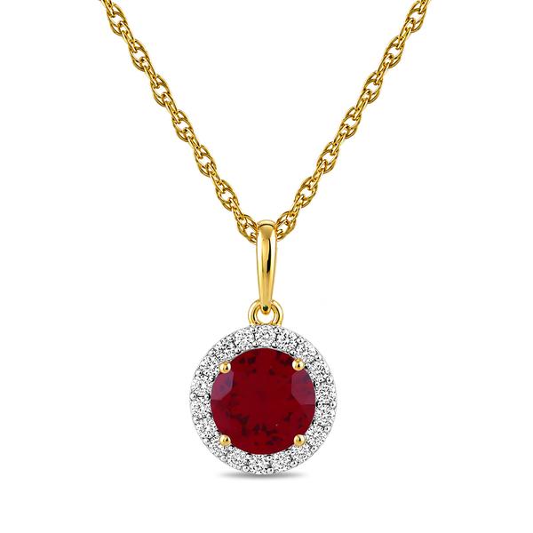 Gemstone Classics(tm) Lab Grown Ruby Crown Halo Pendant