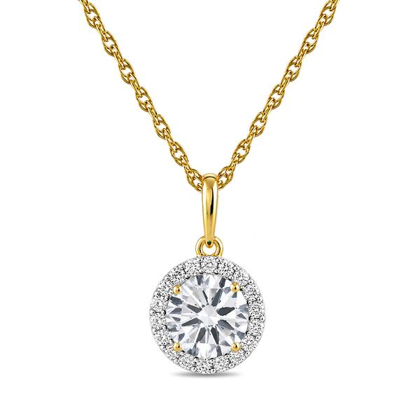 Gemstone Classics(tm) Yellow Gold Over Silver Crown Halo Pendant