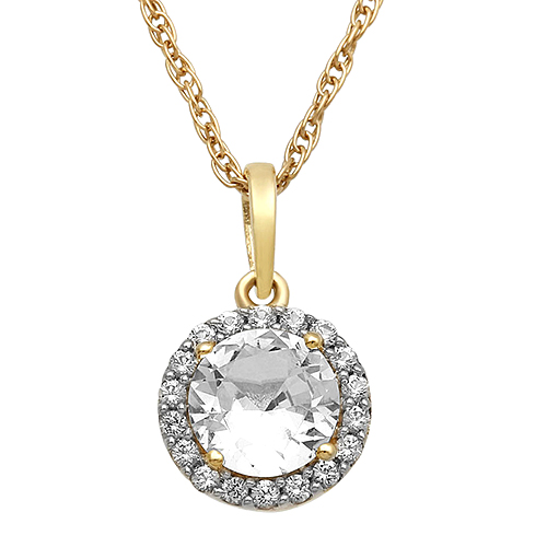 Gemstone Classics(tm) White Sapphire Halo Pendant Necklace