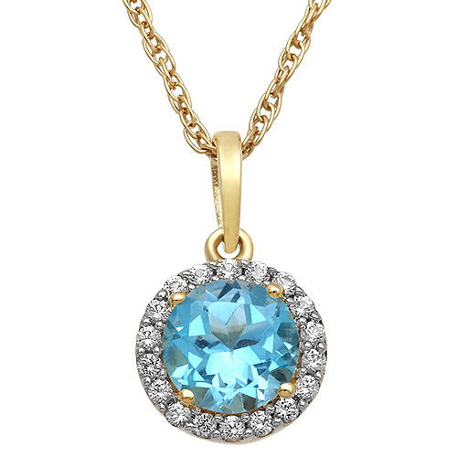 Gemstone Classics(tm) Blue Topaz & White Sapphire Necklace