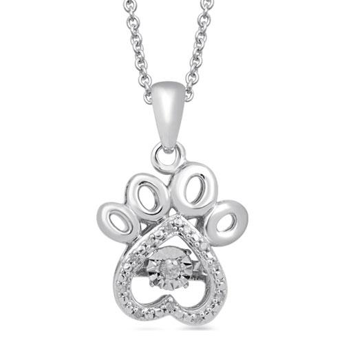 Love Symphony(tm) 1/20ctw. Diamond Sterling Silver Paw Pendant