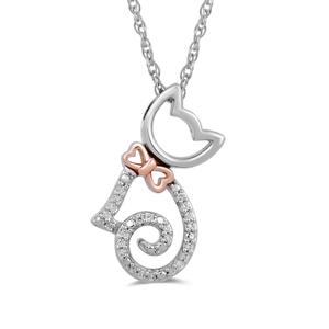 Diamond Classics(tm) 10kt. Plated Silver Diamond Accent Cat Pendant