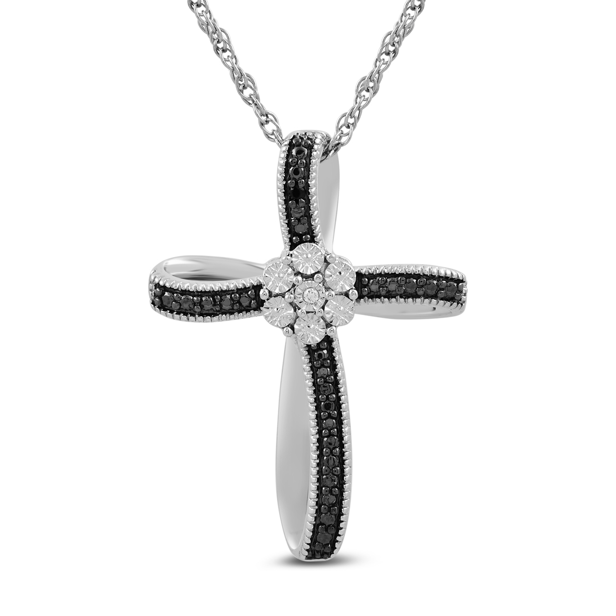 Diamond Classics(tm) Black & White Diamond Cross Pendant