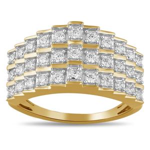 Nova Star(R) Gold over Sterling Silver Lab Grown Diamond 3 Row Ring