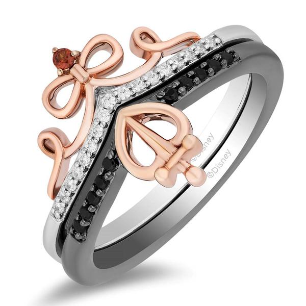 Enchanted by Disney Silver Rose Gold Plated Maleficent Ring