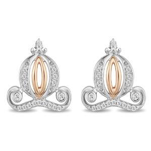 Enchanted Disney Sterling Silver & Rose Gold Cinderella Earrings