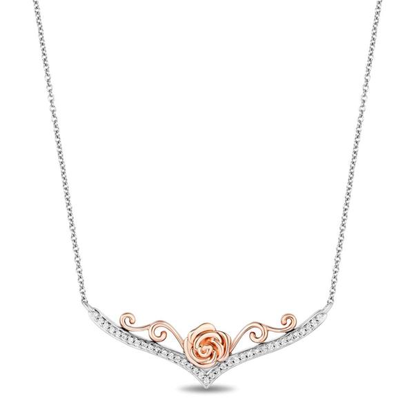 Enchanted by Disney Sterling Silver Rose Gold Rose Pendant