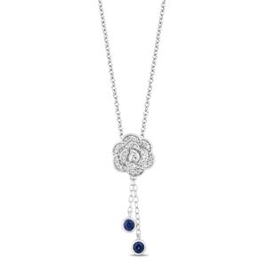 Enchanted by Disney Sterling Silver Blue Sapphire Flower Pendant
