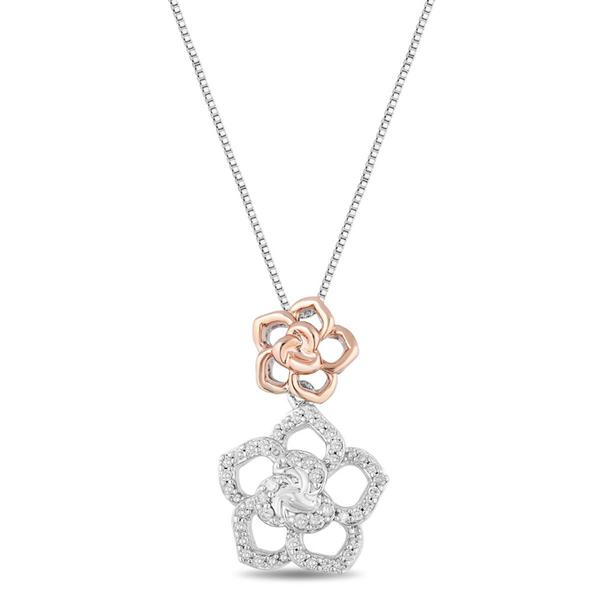 Enchanted by Disney Sterling Silver Belle Flower Pendant Necklace
