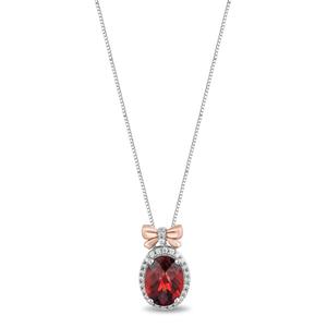 Enchanted by Disney Sterling Silver Bow Garnet Pendant Necklace