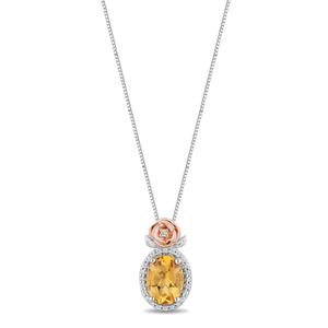 Enchanted by Disney Silver Citrine Belle Pendant Necklace