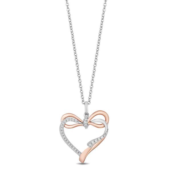 Enchanted by Disney Sterling Silver & Rose Gold Heart Pendant