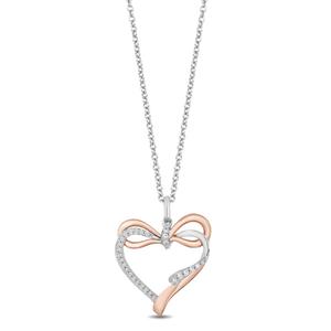 Enchanted by Disney Sterling Silver & Rose Gold Heart Pendant