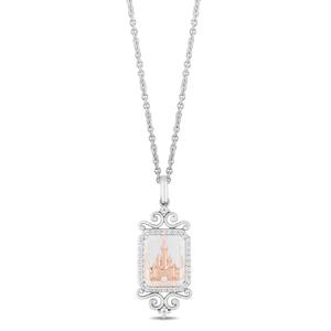 Enchanted by Disney Sterling Silver Rose Gold Castle Pendant