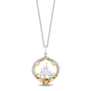 Enchanted by Disney Sterling Silver Gold Belle Castle Pendant