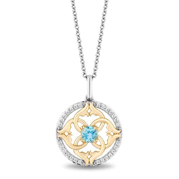 Enchanted by Disney Silver Swiss Blue Topaz Jasmine Pendant
