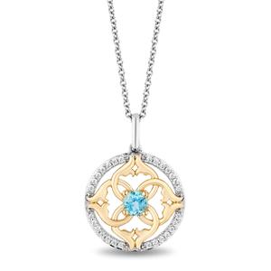 Enchanted by Disney Silver Swiss Blue Topaz Jasmine Pendant