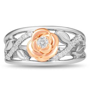 Enchanted by Disney Sterling Silver Rose Gold Belle Band Ring