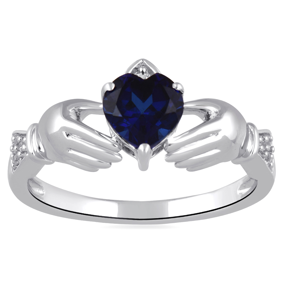 Gemstone Classics(tm) Sterling Silver Created Sapphire Claddagh Ring