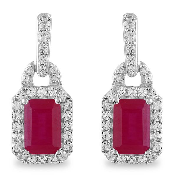 Gemstone Classics(tm) Silver Created Ruby White Sapphire Earrings alternate view