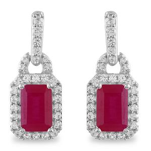 Gemstone Classics(tm) Silver Created Ruby White Sapphire Earrings alternate view