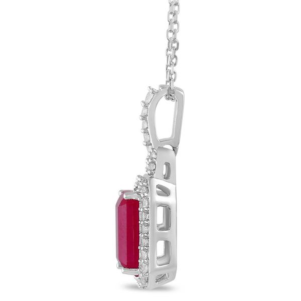 Gemstone Classics(tm) Silver Created Ruby White Sapphire Pendant alternate view