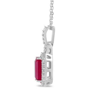 Gemstone Classics(tm) Silver Created Ruby White Sapphire Pendant alternate view