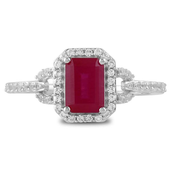 Gemstone Classics(tm) Silver Created Ruby White Sapphire Ring