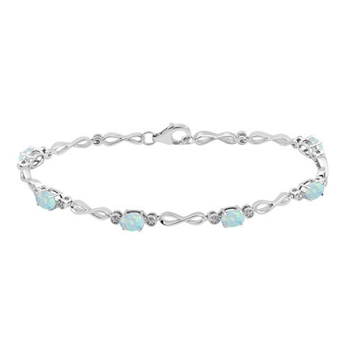 Gemstone Classics(tm) 5-Stone Opal & Diamond Bracelet