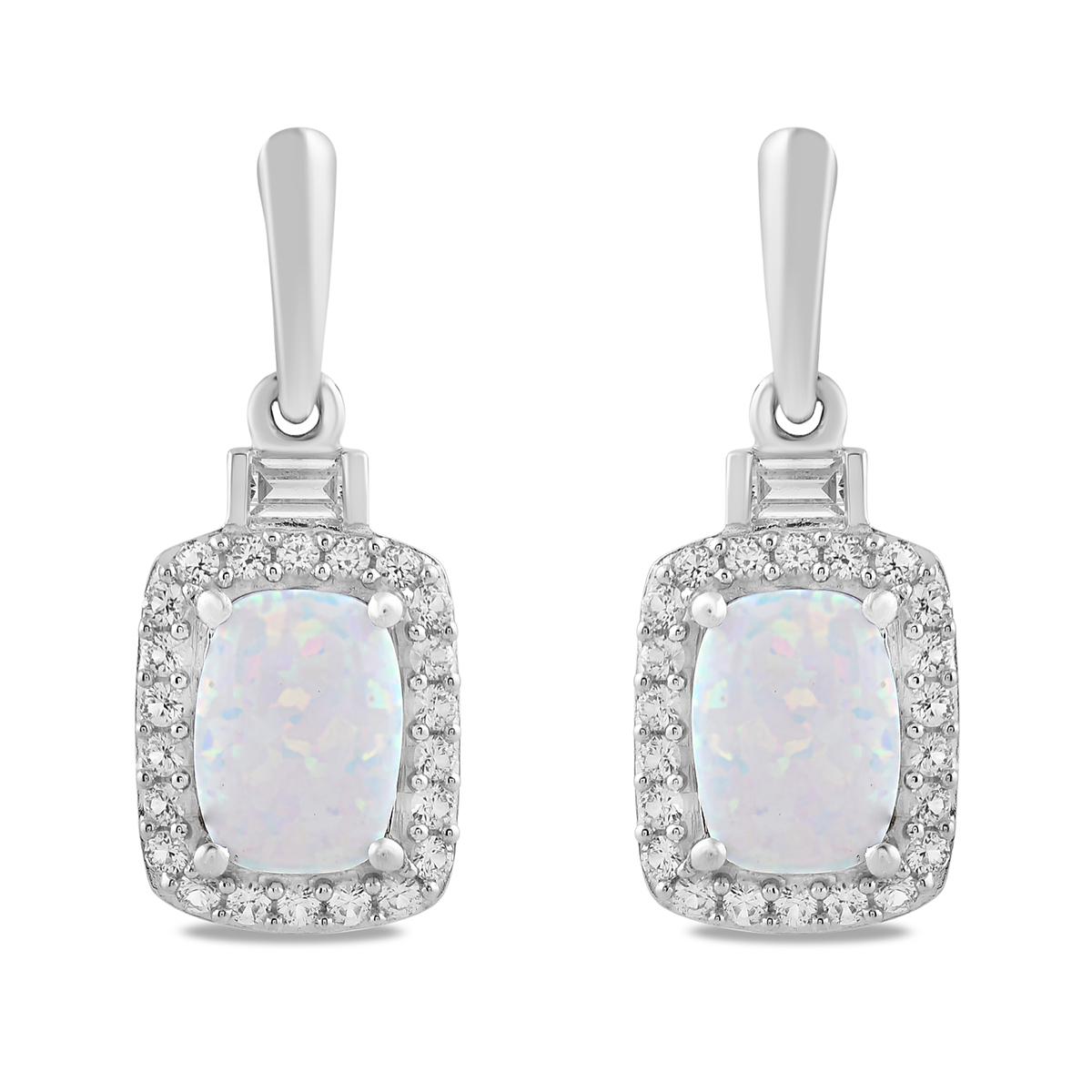 Gemstone Classics(tm) Sterling Silver Created Cushion Opal Earrings