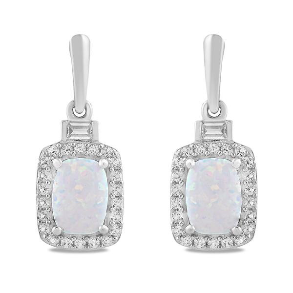 Gemstone Classics(tm) Sterling Silver Created Cushion Opal Earrings alternate view