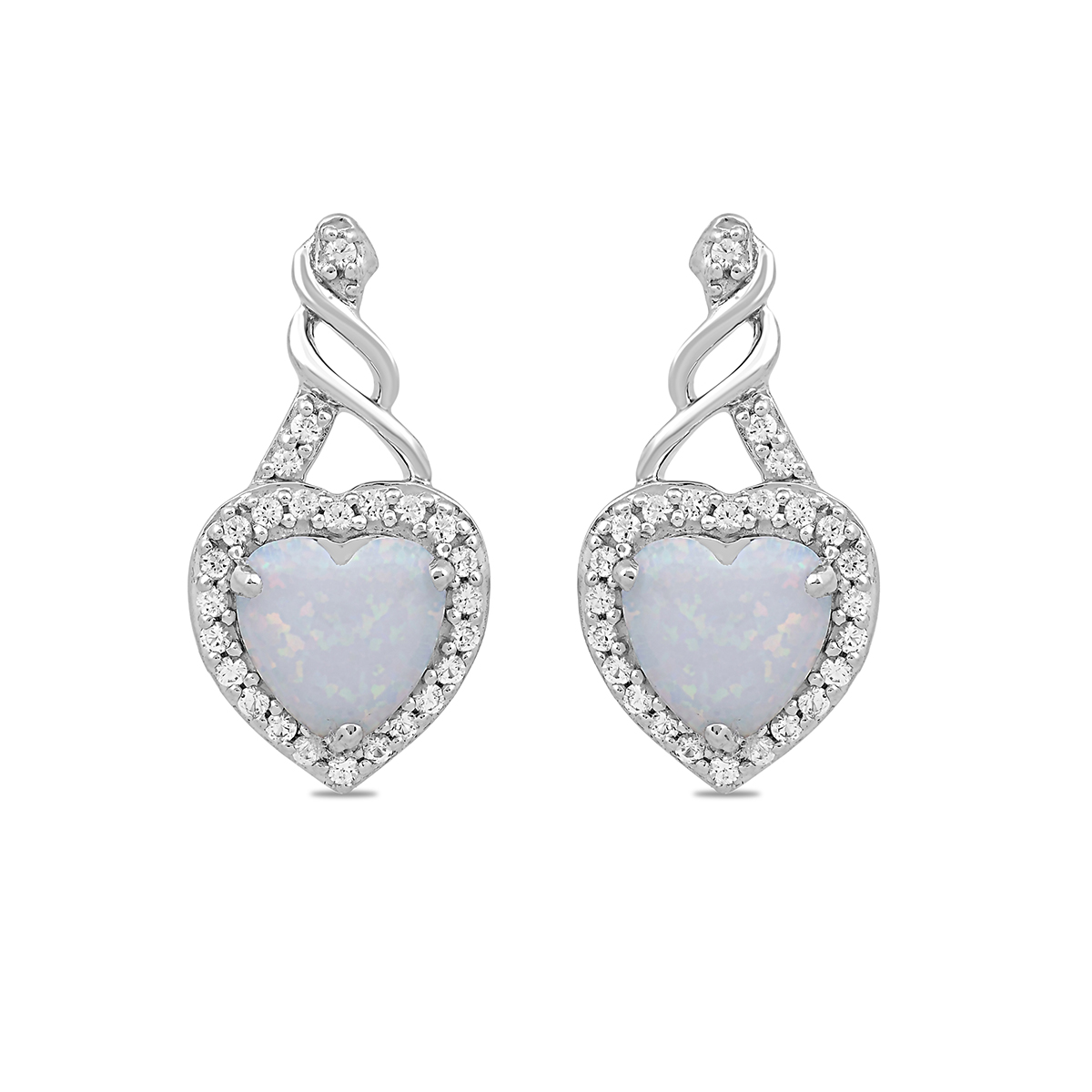 Gemstone Classics(tm) Created Sapphire & Heart Opal Earrings