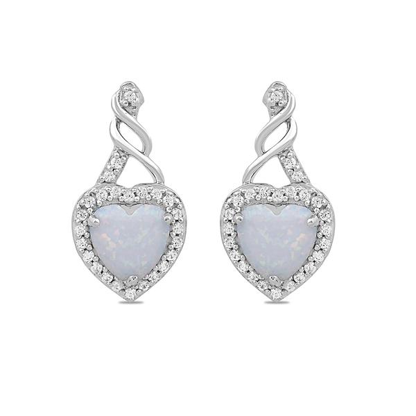 Gemstone Classics(tm) Created Sapphire & Heart Opal Earrings alternate view
