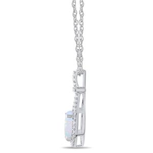 Gemstone Classics(tm) Silver Created Opal White Sapphire Pendant alternate view