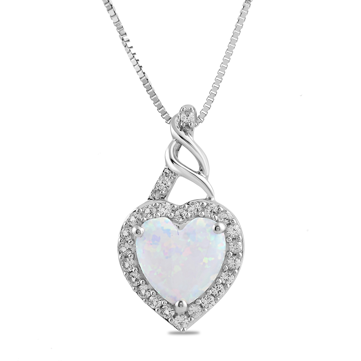 Gemstone Classics(tm) Created Opal & Sapphire Heart Pendant