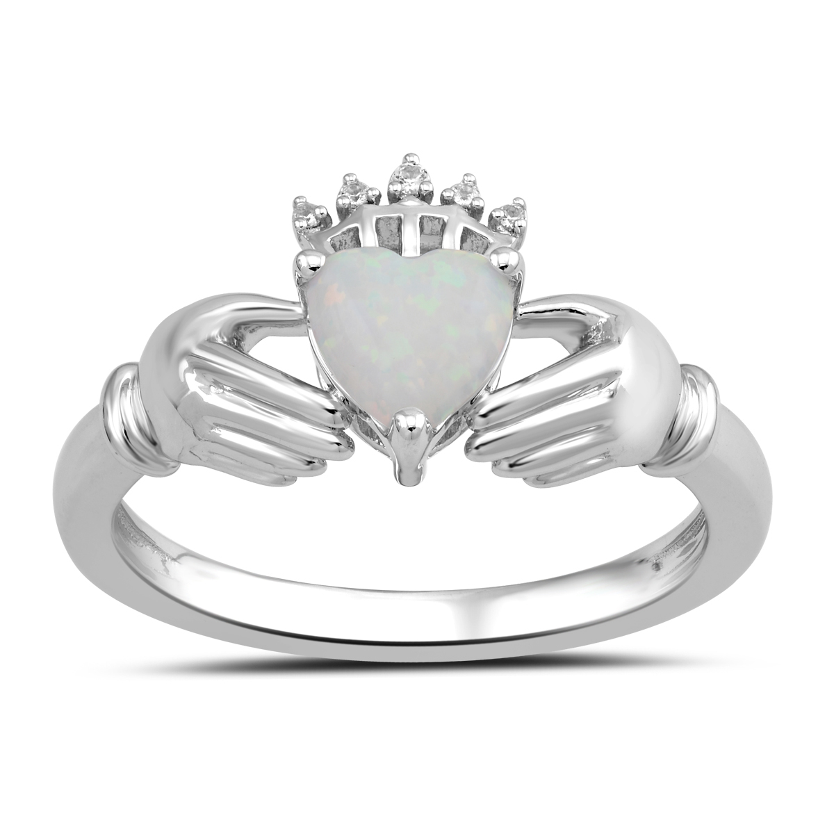 Gemstone Classics(tm) Sterling Silver Opal Claddagh Ring