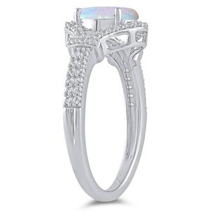 Gemstone Classics(tm) Created Opal White Sapphire Oval Ring alternate view