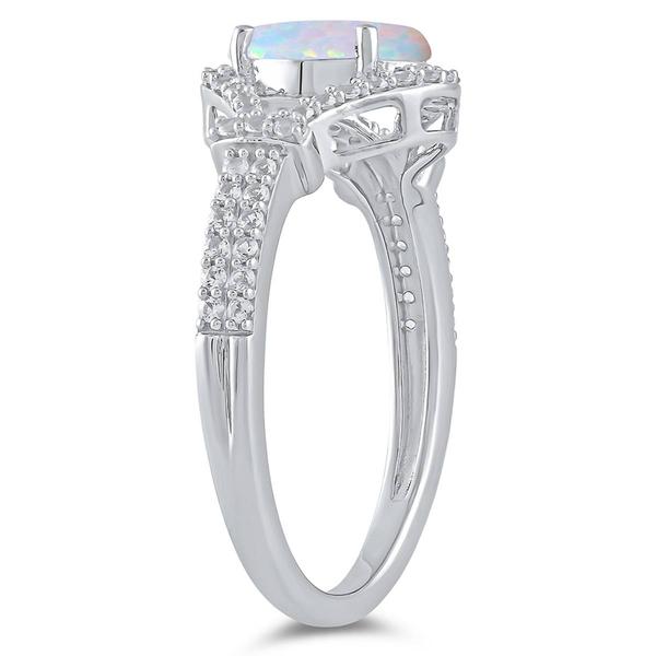 Gemstone Classics(tm) Created Opal White Sapphire Oval Ring alternate view