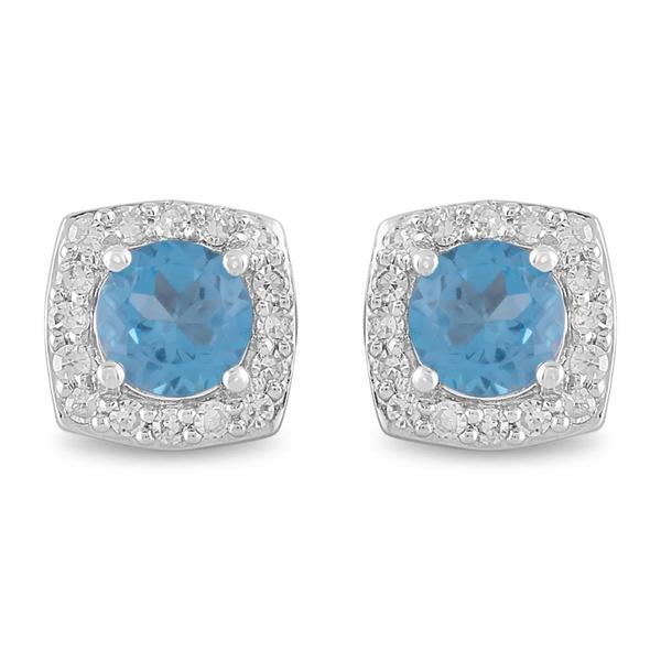 Nova Star(R) Silver Sterling Lab Diamond Gemstone Stud Earrings